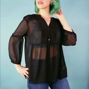 LC Lauren Conrad Tops - Sheer Black Boho Top LC Lauren Conrad Tops - Sheer Black Boho Top